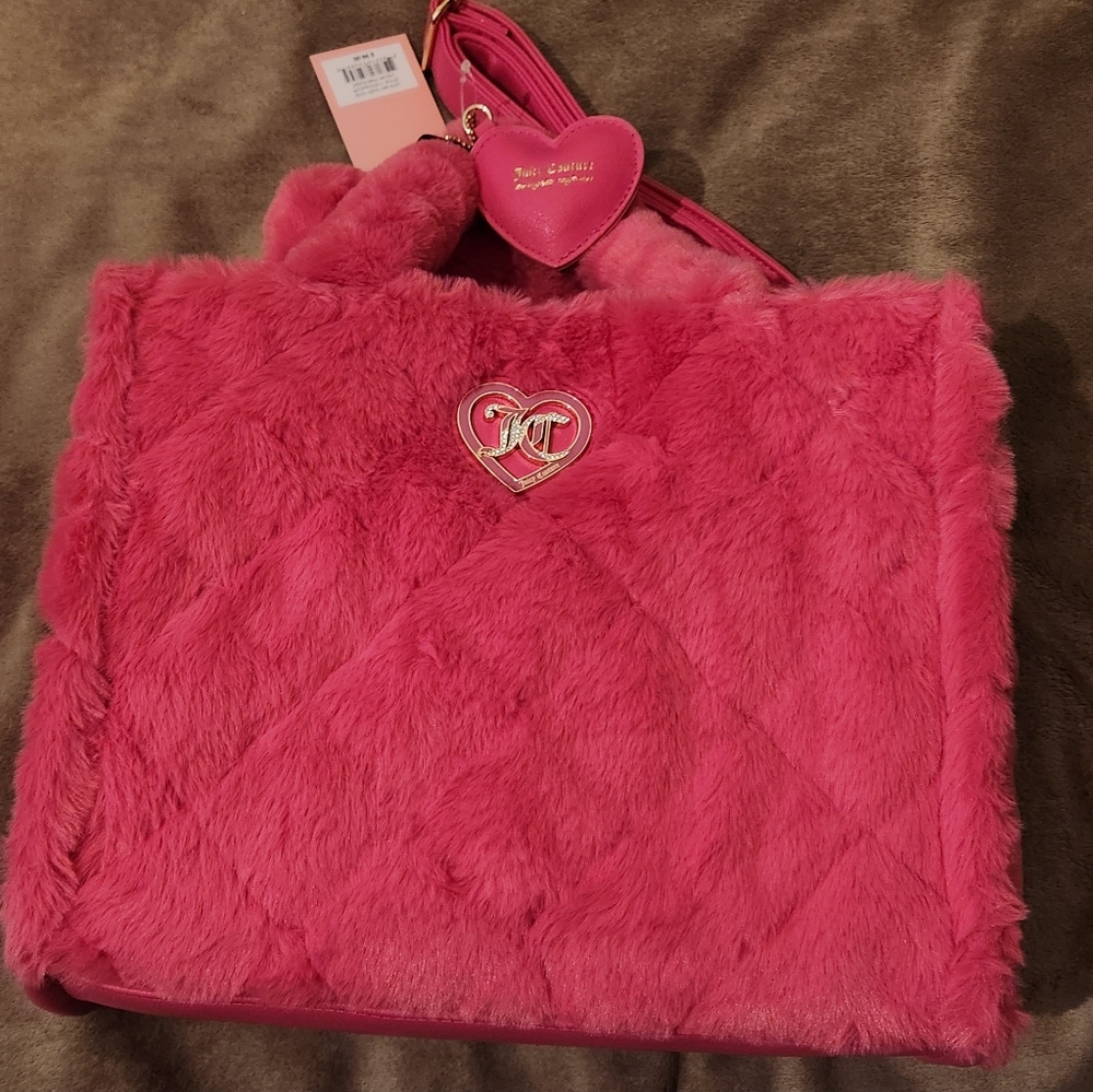 Juicy Couture Pink Quilted Faux Fur Tote